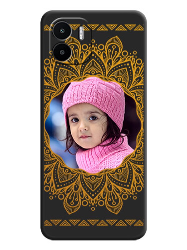 Custom Round Image with Floral Design on Photo on Space Black Soft Matte Mobile Cover - Xiaomi Redmi A1