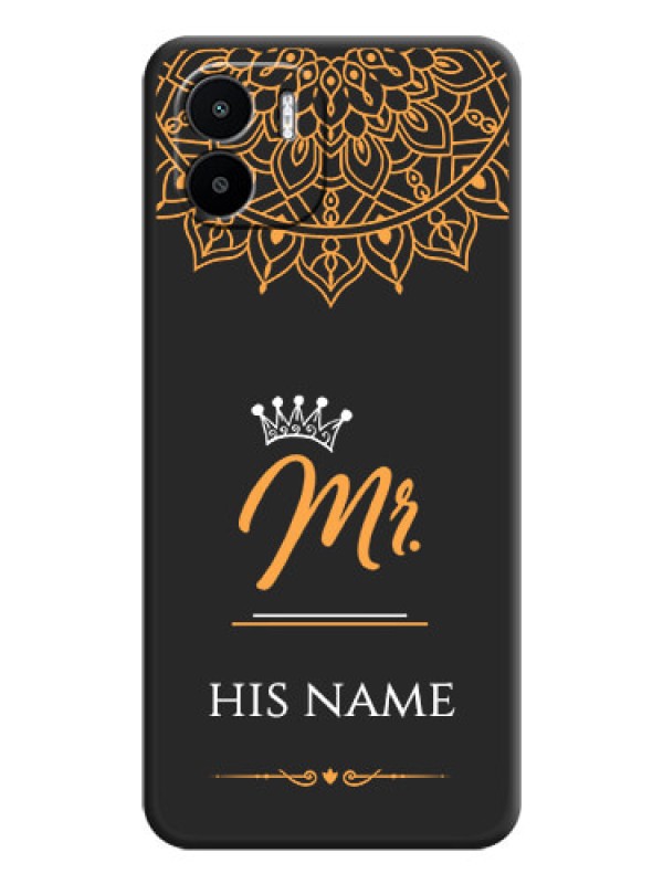 Custom Mr Name with Floral Design  on Personalised Space Black Soft Matte Cases - Xiaomi Redmi A1