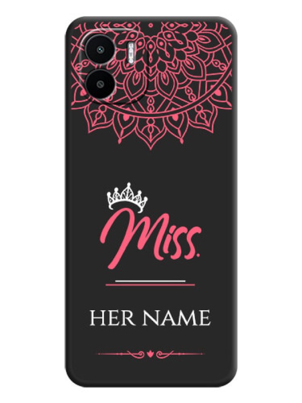 Custom Mrs Name with Floral Design on Space Black Personalized Soft Matte Phone Covers - Xiaomi Redmi A1