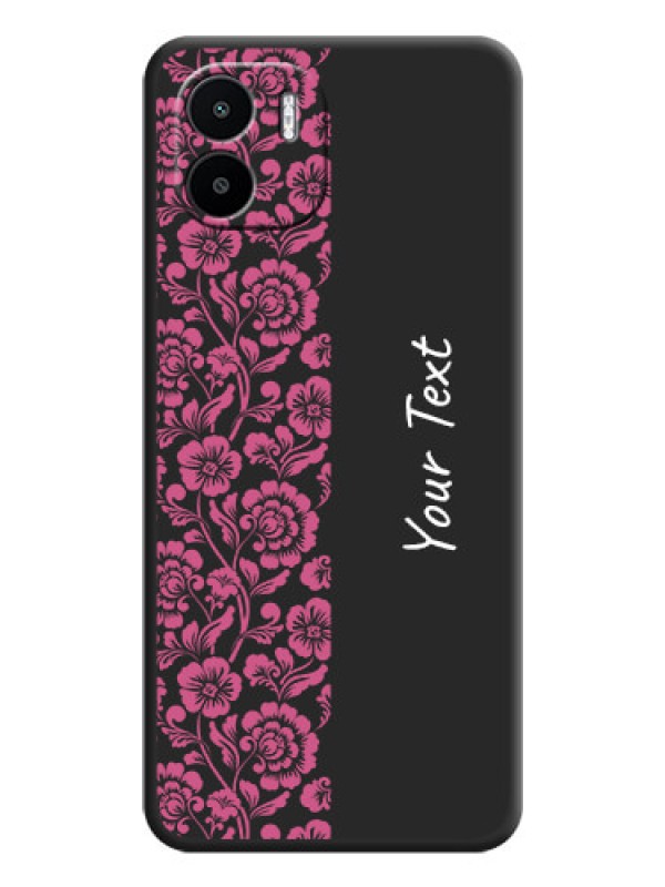 Custom Pink Floral Pattern Design With Custom Text On Space Black Personalized Soft Matte Phone Covers -Xiaomi Redmi A1