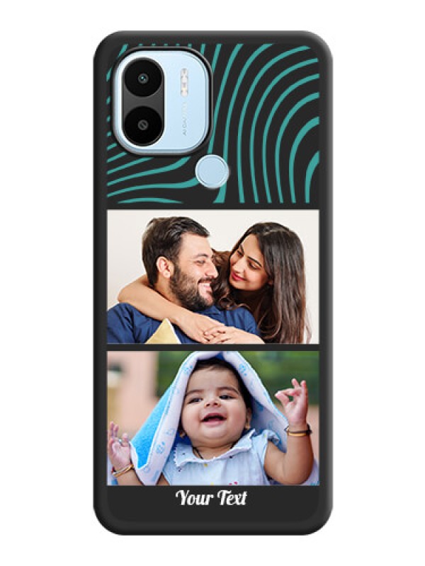 Custom Wave Pattern with 2 Image Holder on Space Black Personalized Soft Matte Phone Covers - Xiaomi Redmi A2 Plus