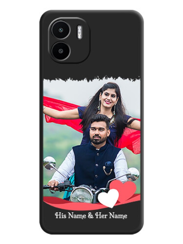 Custom Pin Color Love Shaped Ribbon Design with Text on Space Black Custom Soft Matte Phone Back Cover - Xiaomi Redmi A2