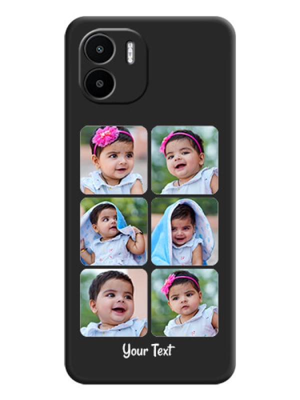 Custom Floral Art with 6 Image Holder on Photo on Space Black Soft Matte Mobile Case - Xiaomi Redmi A2
