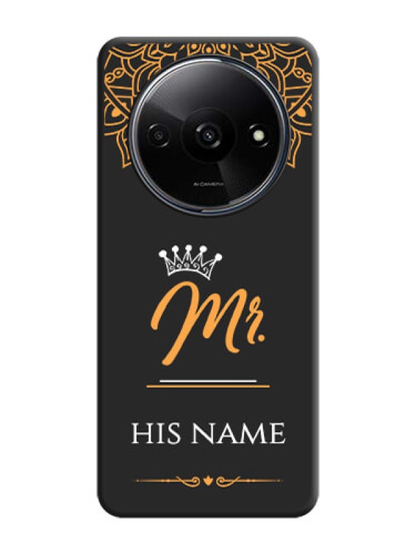 Custom Mr Name with Floral Design on Personalised Space Black Soft Matte Cases - Redmi A3