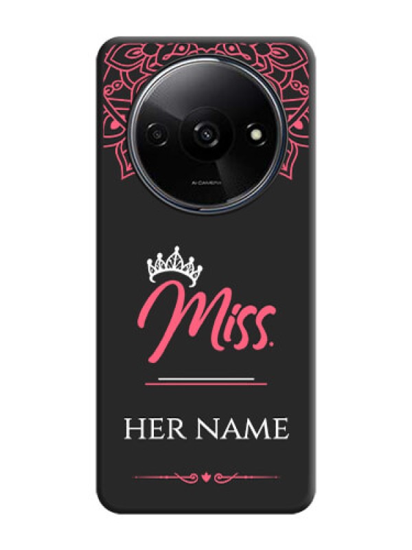 Custom Mrs Name with Floral Design on Space Black Personalized Soft Matte Phone Covers - Redmi A3