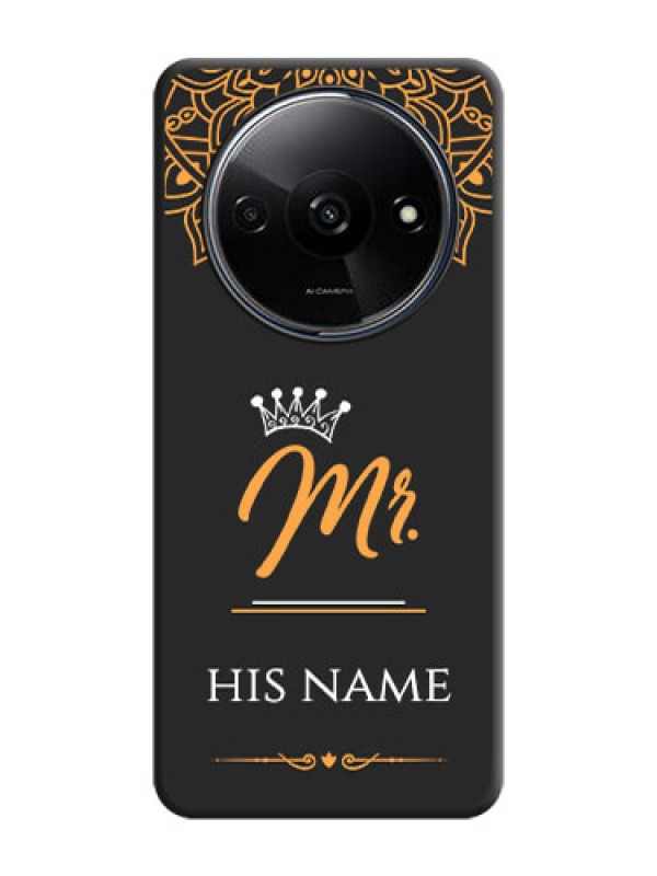 Custom Mr Name with Floral Design On Space Black Custom Soft Matte Mobile Back Cover - Redmi A3X