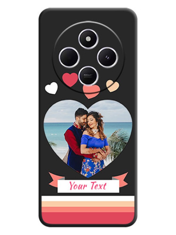 Custom Love Shaped Photo with Colorful Stripes On Space Black Custom Soft Matte Mobile Back Cover - Xiaomi Redmi A4 5G