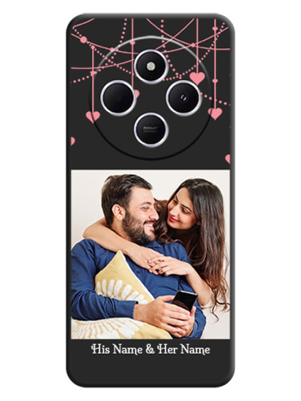 Custom Pink Love Hangings with Text On Space Black Custom Soft Matte Mobile Back Cover - Xiaomi Redmi A4 5G