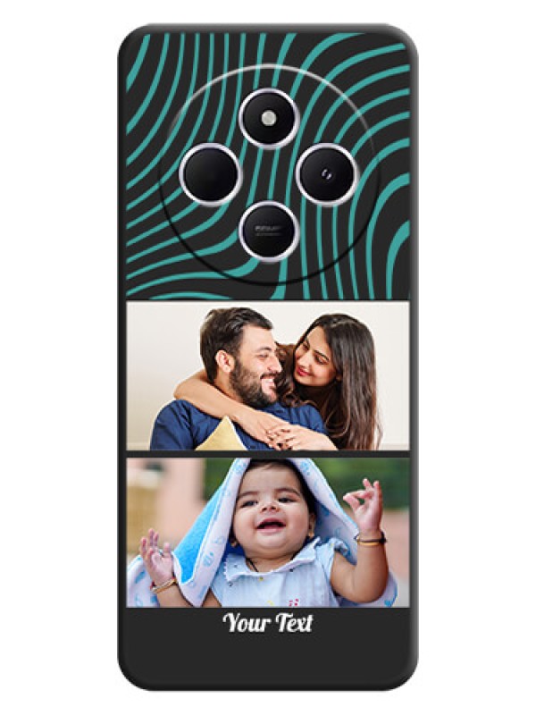 Custom Wave Pattern with 2 Image Holder On Space Black Custom Soft Matte Mobile Back Cover - Xiaomi Redmi A4 5G