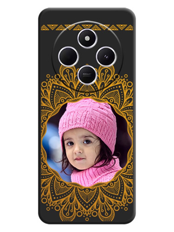 Custom Round Image with Floral Design On Space Black Custom Soft Matte Mobile Back Cover - Xiaomi Redmi A4 5G