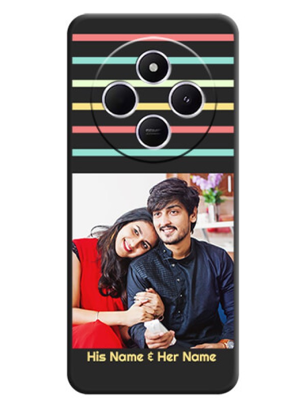 Custom Color Stripes with Photo and Text on Photo On Space Black Custom Soft Matte Mobile Back Cover - Xiaomi Redmi A4 5G