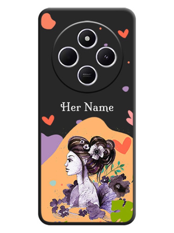 Custom Namecase For Her With Fancy Lady Image On Space Black Custom Soft Matte Mobile Back Cover - Xiaomi Redmi A4 5G