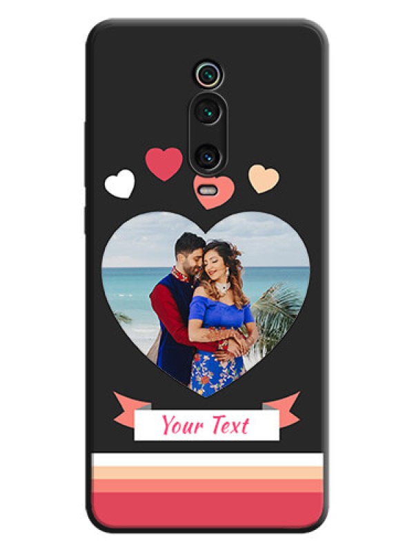 Custom Love Shaped Photo with Colorful Stripes on Personalised Space Black Soft Matte Cases - Redmi K20 Pro