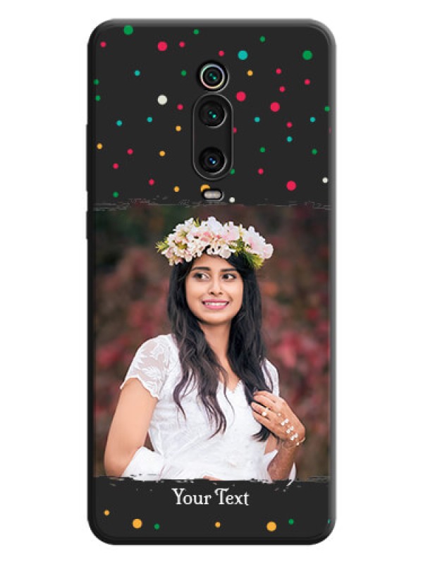 Custom Multicolor Dotted Pattern with Text on Space Black Custom Soft Matte Phone Back Cover - Redmi K20 Pro