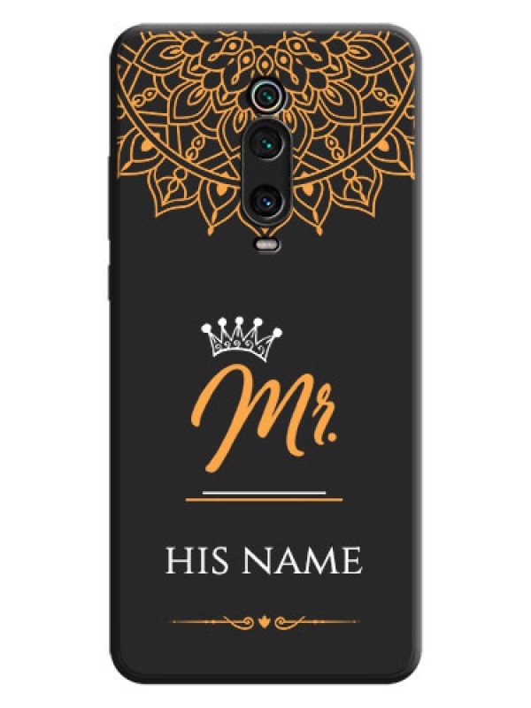 Custom Mr Name with Floral Design  on Personalised Space Black Soft Matte Cases - Redmi K20 Pro