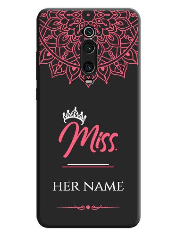 Custom Mrs Name with Floral Design on Space Black Personalized Soft Matte Phone Covers - Redmi K20 Pro