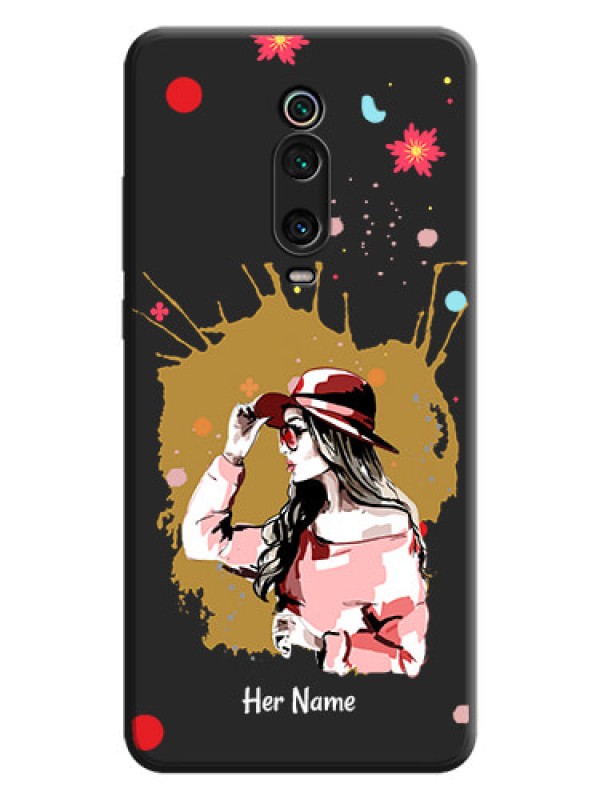 Custom Mordern Lady With Color Splash Background With Custom Text On Space Black Personalized Soft Matte Phone Covers -Xiaomi Redmi K20 Pro