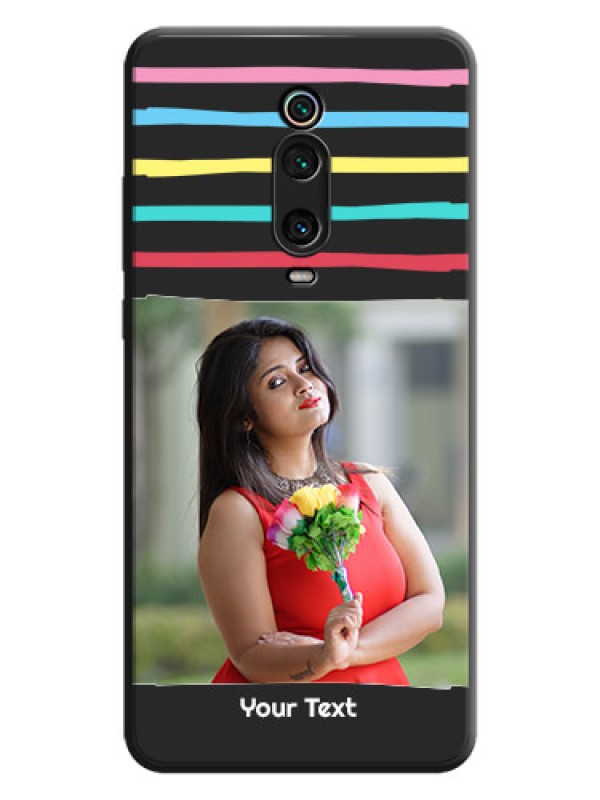 Custom Multicolor Lines with Image on Space Black Personalized Soft Matte Phone Covers - Redmi K20