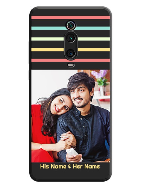 Custom Color Stripes with Photo and Text - Photo on Space Black Soft Matte Mobile Case - Redmi K20