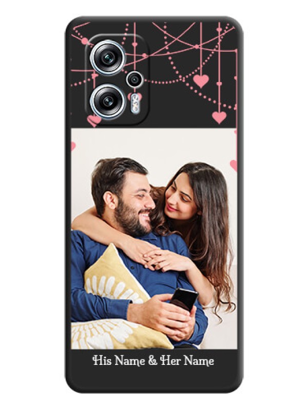 Custom Pink Love Hangings with Text on Space Black Custom Soft Matte Back Cover - Xiaomi Redmi K50I 5G