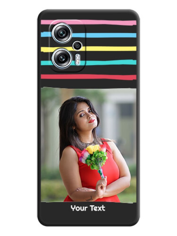 Custom Multicolor Lines with Image on Space Black Personalized Soft Matte Phone Covers - Xiaomi Redmi K50I 5G