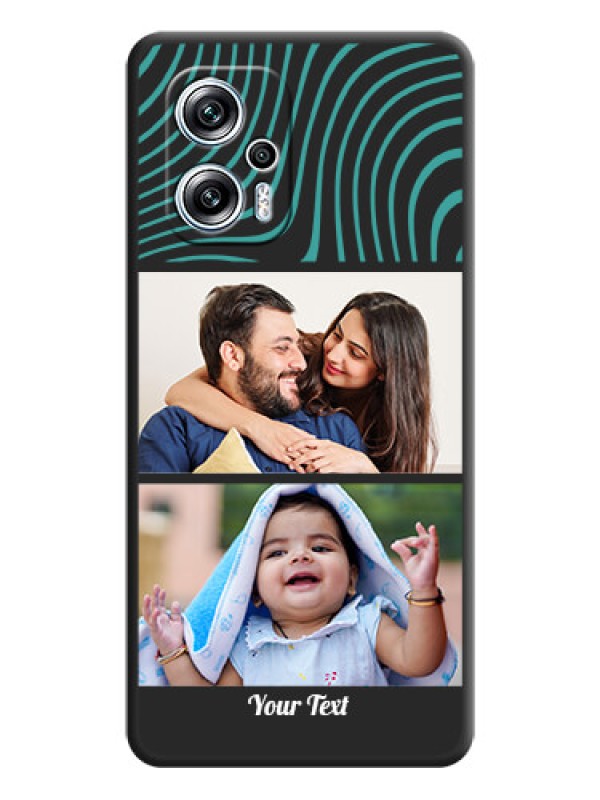 Custom Wave Pattern with 2 Image Holder on Space Black Personalized Soft Matte Phone Covers - Xiaomi Redmi K50I 5G