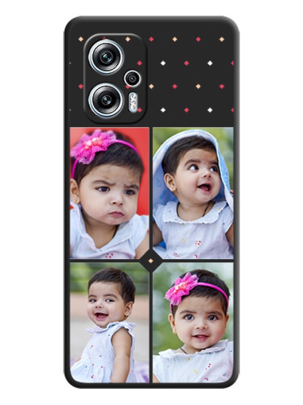 Custom Multicolor Dotted Pattern with 4 Image Holder on Space Black Custom Soft Matte Phone Cases - Xiaomi Redmi K50I 5G