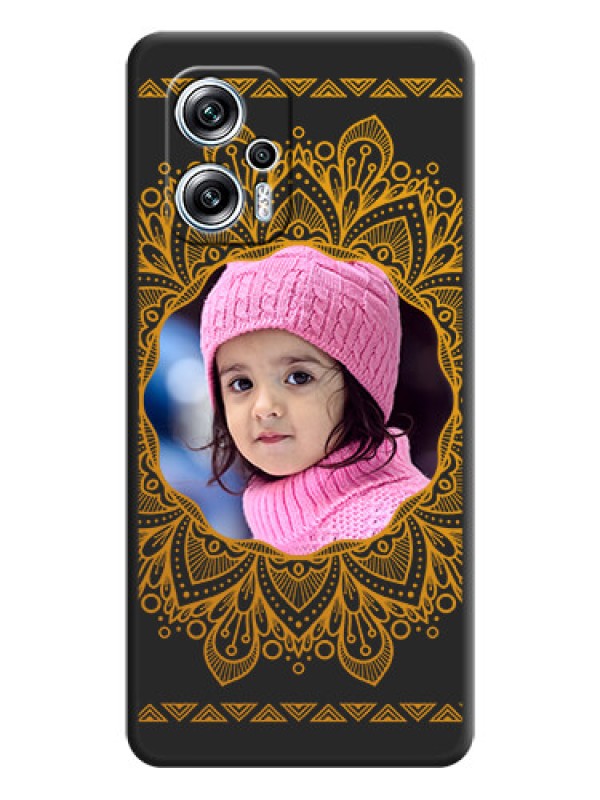 Custom Round Image with Floral Design on Photo on Space Black Soft Matte Mobile Cover - Xiaomi Redmi K50I 5G