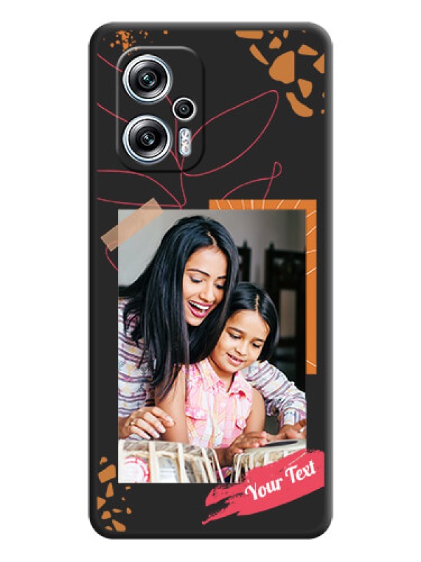 Custom Orange Photo Frame on Space Black Custom Soft Matte Phone Back Cover - Xiaomi Redmi K50I 5G