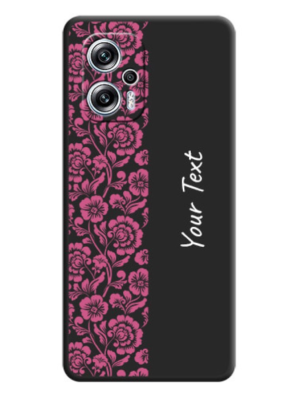 Custom Pink Floral Pattern Design With Custom Text On Space Black Personalized Soft Matte Phone Covers -Xiaomi Redmi K50I 5G