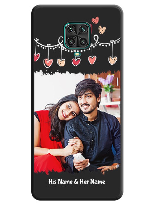 Custom Pink Love Hangings with Name on Space Black Custom Soft Matte Phone Cases - Redmi Note 10 Lite
