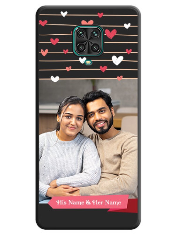 Custom Love Pattern with Name on Pink Ribbon  on Photo on Space Black Soft Matte Back Cover - Redmi Note 10 Lite