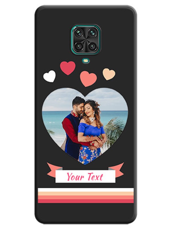 Custom Love Shaped Photo with Colorful Stripes on Personalised Space Black Soft Matte Cases - Redmi Note 10 Lite