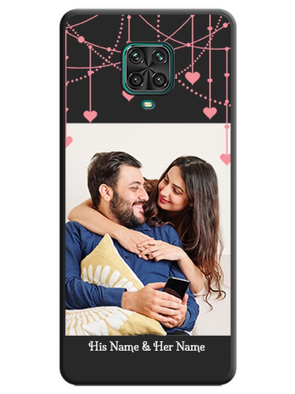 Custom Pink Love Hangings with Text on Space Black Custom Soft Matte Back Cover - Redmi Note 10 Lite