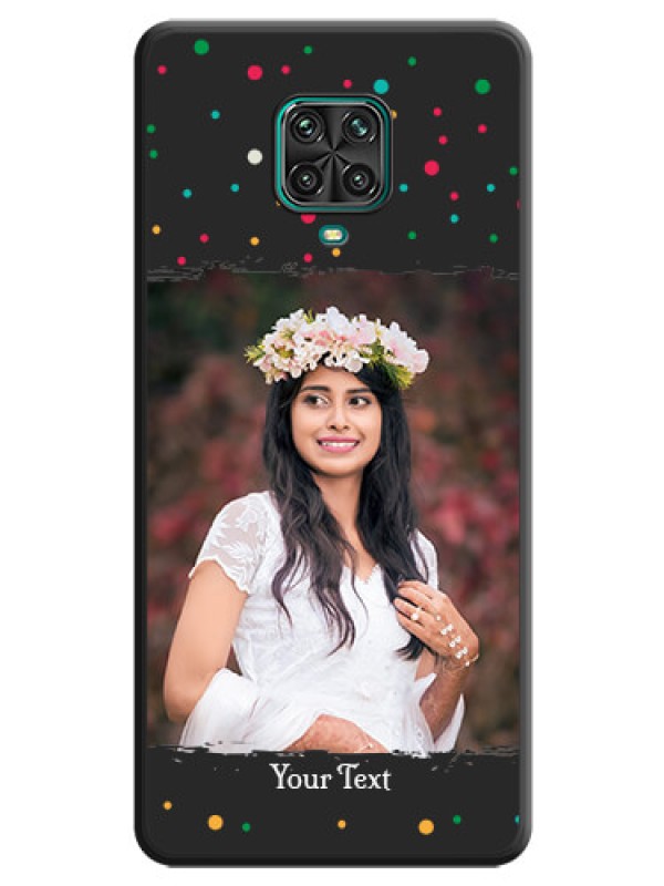 Custom Multicolor Dotted Pattern with Text on Space Black Custom Soft Matte Phone Back Cover - Redmi Note 10 Lite