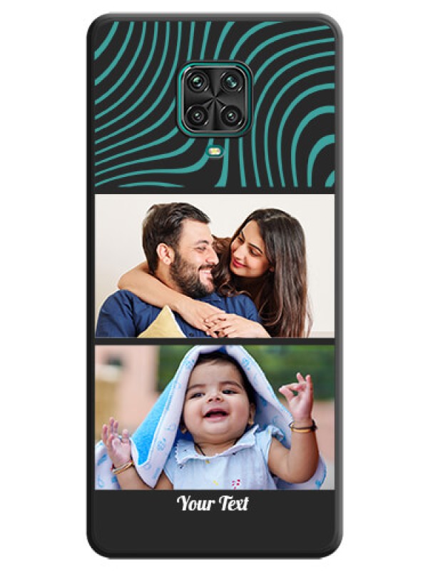Custom Wave Pattern with 2 Image Holder on Space Black Personalized Soft Matte Phone Covers - Redmi Note 10 Lite