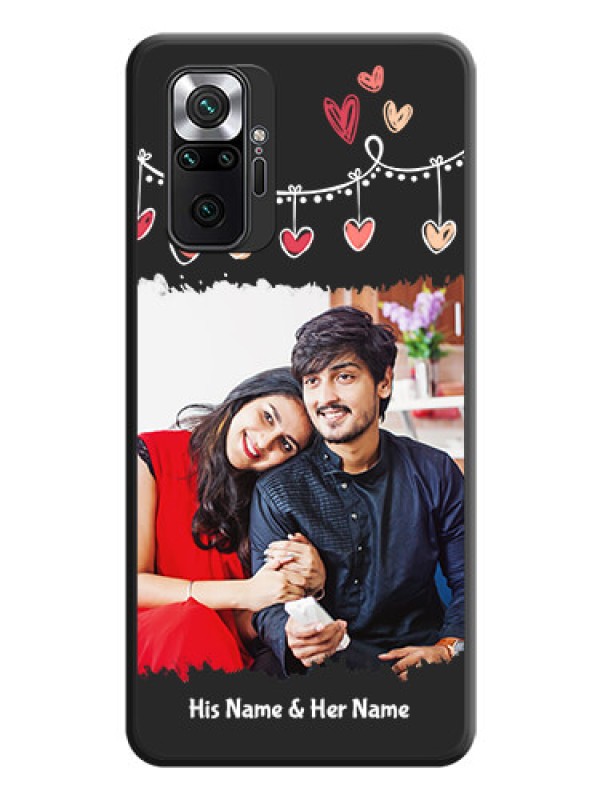 Custom Pink Love Hangings with Name on Space Black Custom Soft Matte Phone Cases - Redmi Note 10 Pro Max