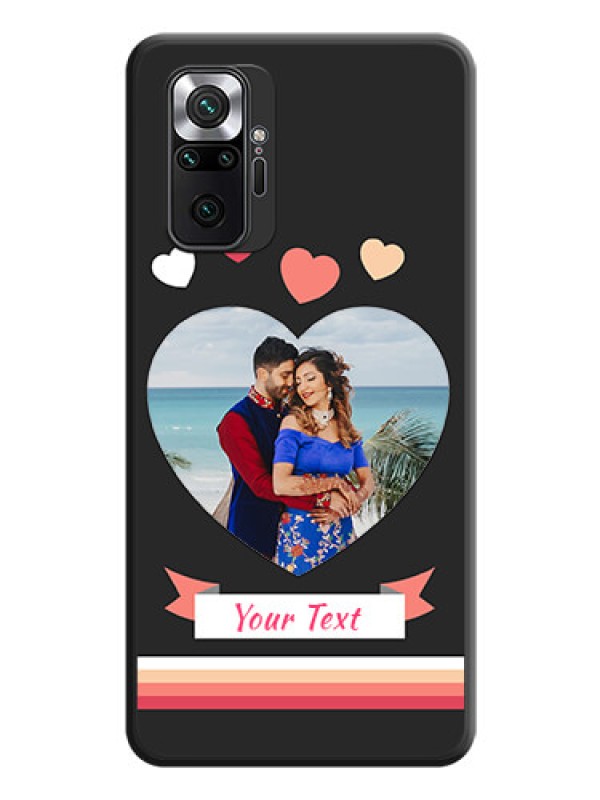 Custom Love Shaped Photo with Colorful Stripes on Personalised Space Black Soft Matte Cases - Redmi Note 10 Pro Max