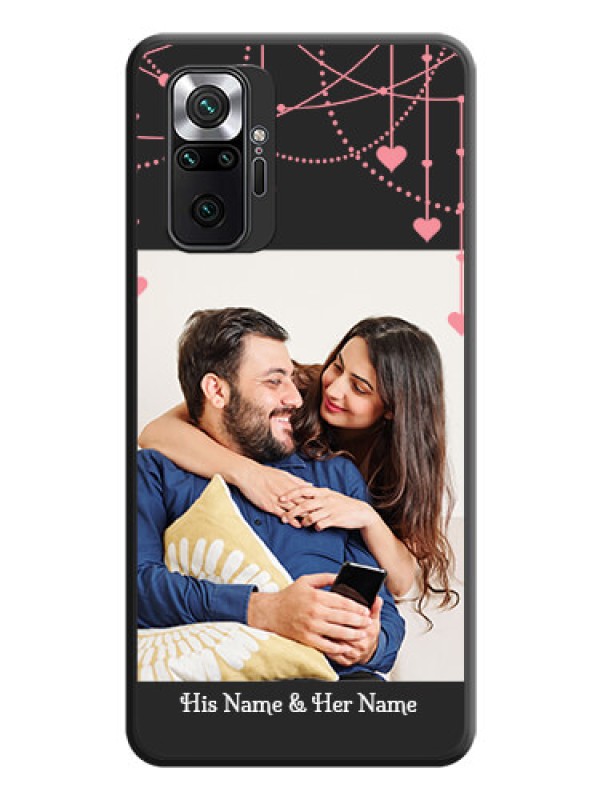 Custom Pink Love Hangings with Text on Space Black Custom Soft Matte Back Cover - Redmi Note 10 Pro Max