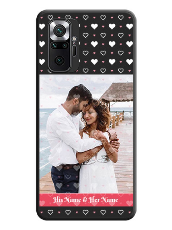 Custom White Color Love Symbols with Text Design on Photo on Space Black Soft Matte Phone Cover - Redmi Note 10 Pro Max
