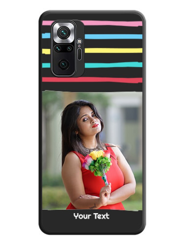 Custom Multicolor Lines with Image on Space Black Personalized Soft Matte Phone Covers - Redmi Note 10 Pro Max
