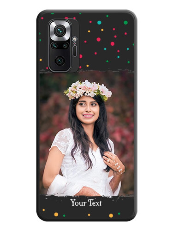 Custom Multicolor Dotted Pattern with Text on Space Black Custom Soft Matte Phone Back Cover - Redmi Note 10 Pro Max