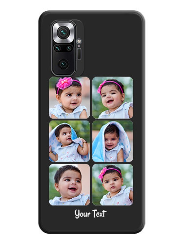 Custom Floral Art with 6 Image Holder on Photo on Space Black Soft Matte Mobile Case - Redmi Note 10 Pro Max