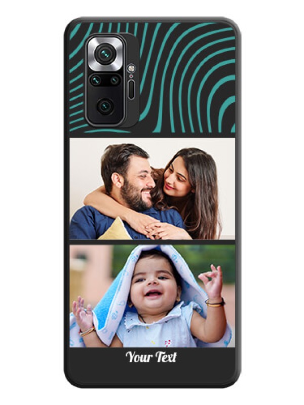 Custom Wave Pattern with 2 Image Holder on Space Black Personalized Soft Matte Phone Covers - Redmi Note 10 Pro Max