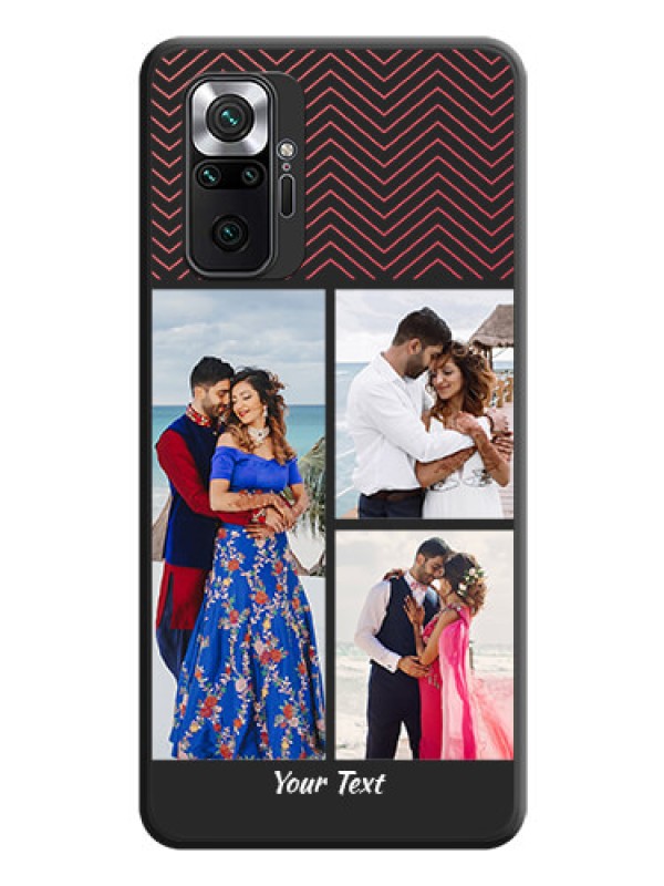Custom Wave Pattern with 3 Image Holder on Space Black Custom Soft Matte Back Cover - Redmi Note 10 Pro Max
