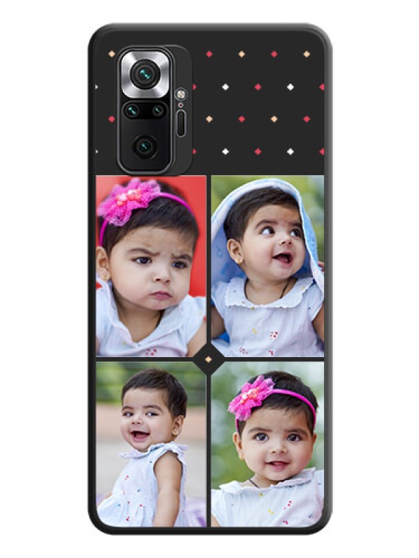 Custom Multicolor Dotted Pattern with 4 Image Holder on Space Black Custom Soft Matte Phone Cases - Redmi Note 10 Pro Max