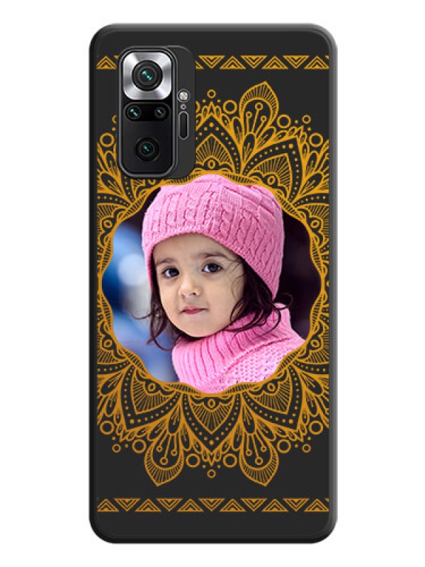 Custom Round Image with Floral Design on Photo on Space Black Soft Matte Mobile Cover - Redmi Note 10 Pro Max
