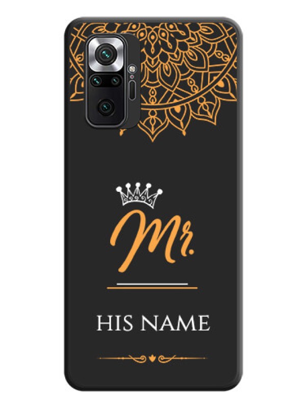 Custom Mr Name with Floral Design  on Personalised Space Black Soft Matte Cases - Redmi Note 10 Pro Max