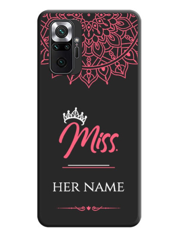 Custom Mrs Name with Floral Design on Space Black Personalized Soft Matte Phone Covers - Redmi Note 10 Pro Max