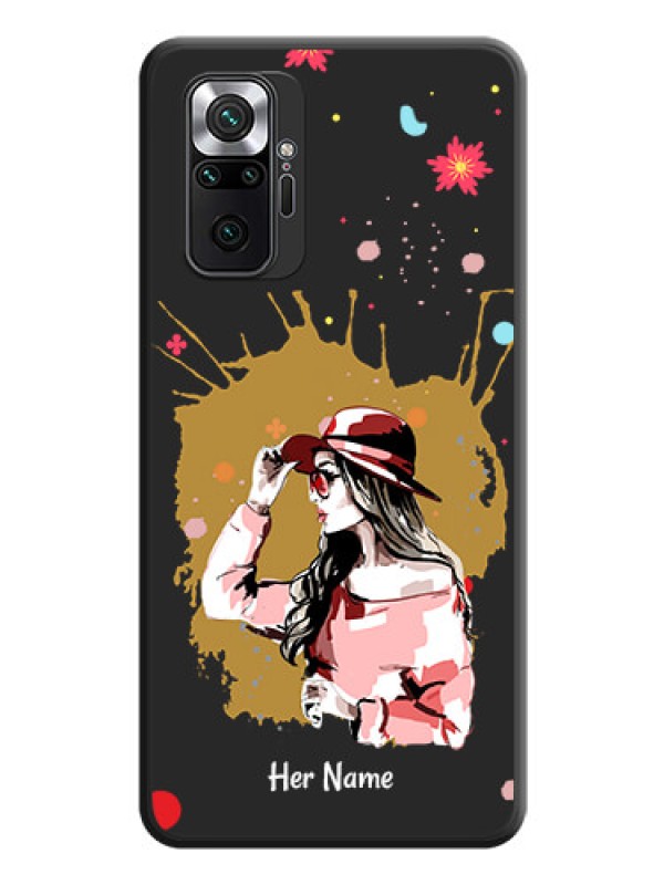 Custom Mordern Lady With Color Splash Background With Custom Text On Space Black Personalized Soft Matte Phone Covers -Xiaomi Redmi Note 10 Pro Max